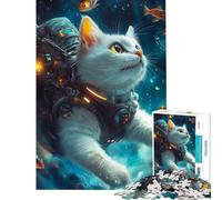 Rompecabezas de 1000 Piezas Cazador de Peces Gato Espacial Juego de ingenio desafío de Inteligencia Juguetes adictivos Regalo de cumpleaños desafío difícil (tamaño 75x50cm)