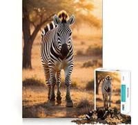 Rompecabezas de 1000 Piezas Cebra en la Sabana para Adultos Ejercicio Mental Corte de precisión Bordes Lisos Actividad Relajante para Grupos en Interiores (38x52cm)