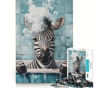 Rompecabezas de 1000 Piezas Cebra en un baño de Burbujas para Adolescentes Juego de Habilidades mentales Corte láser para un Ajuste Actividad Relajante para Grupos en Interiores (38x52cm)