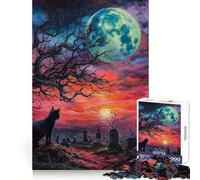 Rompecabezas de 1000 Piezas Cementerio de Gatos Negros al Atardecer para Adolescentes Desarrolla la lógica, la Mente y es Divertido y fácil de armar Un Regalo estupendo (38x26cm)