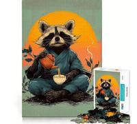 Rompecabezas de 1000 Piezas Ceremonia del Té del Mapache Zen - Juego de Ejercicio Mental - Encaje Espacios - Desafío Interactivo para el Ámbito Cerebral en Casa (38x26cm)