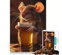Rompecabezas de 1000 Piezas Cerveza de Rata para Adolescentes Juguete de lógica Fina, Divertido y Relajante Decoración de Pared con Bordes limpios (38x26cm)