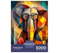 Rompecabezas De 1000 Piezas Charming Elephant - Cubist Scholar with Glasses Rompecabezas para Adultos Juego De Ingenio Análisis Y Lógica Cumpleaños 52x38cm/1000pcs