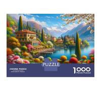 Rompecabezas De 1000 Piezas Charming Lakeside Villa with Lush Gardens Rompecabezas para Adultos Juego Práctico Una Obra De Arte Cumpleaños Y Navidad 70x50cm/1000pcs