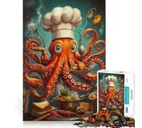Rompecabezas de 1000 Piezas Chef Pulpo para Adultos, Juguete para ejercitar la Mente, Juego de Interior, Pieza de Arte de Corte preciso (38x52cm)