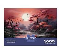 Rompecabezas De 1000 Piezas Cherry Blossom Moonlit River Rompecabezas para Adultos Juego De Ingenio Análisis Y Lógica Cumpleaños 52x38cm/1000pcs
