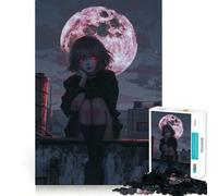 Rompecabezas de 1000 Piezas Chica Anime Bajo la Luna de Sangre - Juguete Creativo con Cierre Firme y Sin Piezas Sueltas - Actividad para Compartir en Familia (38x26cm)