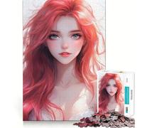 Rompecabezas de 1000 Piezas Chica Anime con Cabello Rojo,Corte sin Costuras,Juego Creativo,Juguete,Juego Casual,Navidad,Ocio,Arte (50x75cm)
