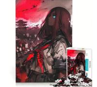 Rompecabezas de 1000 Piezas: Chica Anime con Luna de Sangre, Juego de ingenio, desafío difícil, Toda la Familia 38x26cm