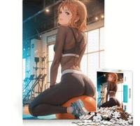 Rompecabezas de 1000 Piezas: Chica Anime Haciendo Ejercicio en una Pelota de Gimnasia, decoración de Pared, un Reto para completar, Que fomenta el Amor Entre Parejas 38x52cm
