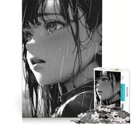 Rompecabezas de 1000 Piezas: Chica Anime Llorando bajo la Lluvia, Juego de ingenio, desafío difícil, Toda la Familia 50x75cm
