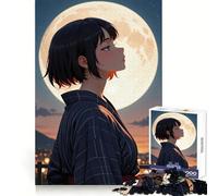 Rompecabezas de 1000 Piezas Chica Anime Mirando la Luna para Adolescentes Ideal para Relajarse y Pensar con claridad Encaje Firme (38x26cm)