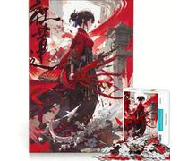 Rompecabezas de 1000 Piezas: Chica Anime Ninja roja Sangre, Juego de ingenio, desafío difícil, Toda la Familia 38x26cm