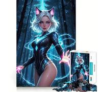 Rompecabezas de 1000 Piezas Chica Catgirl Anime,Arte,Entrenamiento Mental,Diversión,Tiempo de Descanso,Juego,Regalo Navideño,Tranquilo (38x52cm)