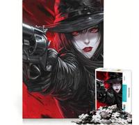 Rompecabezas de 1000 Piezas: Chica de Anime Oscura con Pistola, Juegos educativos, decoración Perfecta, cumpleaños y Navidad 38x52cm