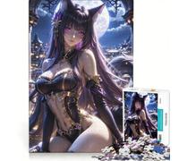 Rompecabezas de 1000 Piezas: Chica Gato de Anime en la Ciudad Nocturna, decoración de Pared, un Reto para completar, Que fomenta el Amor Entre Parejas 50x75cm
