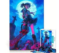 Rompecabezas de 1000 Piezas Chica Gótica de Terror para Adolescentes Juego de Habilidad Mental Corte láser para un Ajuste Actividad grupal Relajante para Interiores (50x75cm)