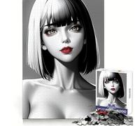 Rompecabezas de 1000 Piezas Chica Guapa con Labios Rojos para Adolescentes Desarrolla la lógica, es un pasatiempo Tranquilo y Tiene Bordes definidos Un Regalo Memorable (38x52cm)