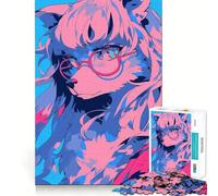 Rompecabezas de 1000 Piezas Chica Lobo con Gafas,Juego de Diversión Mental,Piezas de Encaje, Actividad Relajante para Grupos en Interiores (38x26cm)