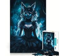 Rompecabezas de 1000 Piezas Chica Lobo de Anime de Ojos Azules,articulaciones precisas,diversión,Juego para ejercitar la Mente,Juego para Momentos de Paz,decoración navideña 38x52cm