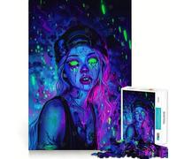 Rompecabezas de 1000 Piezas Chica neón con Tatuajes y Gorra para Adultos Juego Inteligente, Divertido y Relajante Diseño para armar Regalo Elegante (38x52cm)