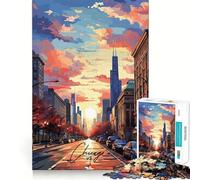 Rompecabezas de 1000 Piezas,Chicago,Estados Unidos,Bordes impecables,Divertido Rompecabezas,Regalo para Relajarse,Juego,Regalo de cumpleaños,Arte (38x52cm)