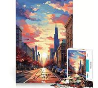 Rompecabezas de 1000 Piezas,Chicago,Estados Unidos,Bordes impecables,Divertido Rompecabezas,Regalo para Relajarse,Juego,Regalo de cumpleaños,Arte (50x75cm)