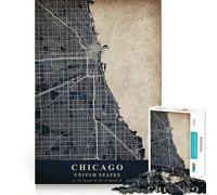 Rompecabezas de 1000 Piezas Chicago Estados Unidos Flawless Fit Arte Entrenamiento Mental Diversión Tiempo de Descanso Juego Navidad Regalo Tranquilo (38x26cm)
