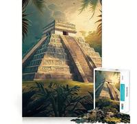 Rompecabezas de 1000 Piezas Chichén Itzá,Arte de Corte Exacto,Rompecabezas de lógica,Juego de Ocio,diversión,decoración navideña para Pared (50x75cm)