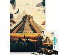 Rompecabezas de 1000 Piezas Chichén Itzá,Arte de Corte Exacto,Rompecabezas de lógica,Juego de Ocio,diversión,decoración navideña para Pared (38x26cm)