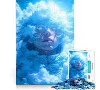Rompecabezas de 1000 Piezas Chico LoFi de Ojos Azules en Las Nubes,Piezas de Ajuste preciso,Juguete Creativo y Divertido,Momento Acogedor y Divertido,Regalo de decoración de cumpleaños 38x52cm