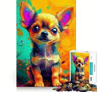 Rompecabezas de 1000 Piezas Chihuahua en Colores Vibrantes 1000E Juguete preciso para ejercitar la Mente y Las articulaciones Juguete para Momentos de Paz Juego Pieza de Arte navideña (50x75cm)
