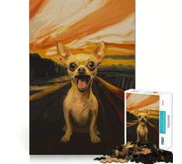 Rompecabezas de 1000 Piezas Chihuahua Gritando,Juguete Divertido para ejercitar la Mente y Las articulaciones,Ideal para Momentos de Paz y diversión,Pieza de Arte navideña (38x26cm)