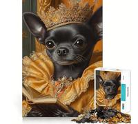 Rompecabezas de 1000 Piezas Chihuahua Real en Elegancia Dorada para Adultos Fortalece la Memoria, Alivia el estrés y es una Sorpresa de cumpleaños (50x75cm)