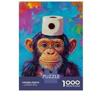 Rompecabezas De 1000 Piezas Chimp with Toilet Paper Hat Rompecabezas para Adultos Juego Práctico Una Obra De Arte Cumpleaños Y Navidad 52x38cm/1000pcs