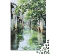 Rompecabezas De 1000 Piezas - Chinese Water Village Painting Rompecabezas para Adultos Juguetes De Bricolaje Oferta De Decoración Perfecta como Regalos para Toda La Familia 52x38cm/1000pcs