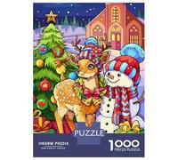 Rompecabezas De 1000 Piezas Christmas Deer Snowman Rompecabezas para Adultos Juego Práctico Una Obra De Arte Cumpleaños Y Navidad 52x38cm/1000pcs