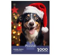 Rompecabezas De 1000 Piezas Christmas Dog Portrait 02 Rompecabezas para Adultos Juego De Ingenio Corte De Precisión Cumpleaños Y Navidad 38x26cm/1000pcs