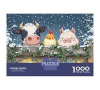 Rompecabezas De 1000 Piezas - Christmas Farm Animals Rompecabezas para Adultos Juguetes De Bricolaje Oferta De Decoración Perfecta como Regalos para Toda La Familia 52x38cm/1000pcs