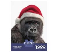 Rompecabezas De 1000 Piezas - Christmas Gorilla Wearing Santa Hat Rompecabezas para Adultos Juego De Ingenio Desafío Difícil Oferta como Regalos para Toda La Familia 52x38cm/1000pcs