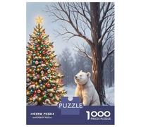 Rompecabezas De 1000 Piezas - Christmas Tree and White Bear Rompecabezas para Adultos Juegos Familiares Carrera De Velocidad Manual Oferta como Regalos para Toda La Familia 52x38cm/1000pcs