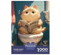Rompecabezas De 1000 Piezas Chubby Cat Toilet Reading Rompecabezas para Adultos Juegos Relajantes Análisis Y Lógica Cumpleaños Y Navidad 70x50cm/1000pcs