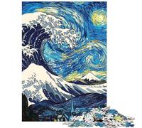 Rompecabezas de 1000 Piezas Cielo Estrellado de Kanagawa para Adolescentes ¡Entrena tu Cerebro y Tus Manos! Regalos para Amigos y Familiares (38x26cm)