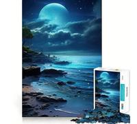 Rompecabezas de 1000 Piezas Cielo Nocturno Azul océano,Juego de articulaciones afiladas,Entrenamiento Mental,diversión,Juego para Momentos acogedores,decoración navideña para la Pared 38x26cm