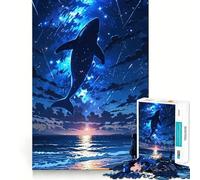 Rompecabezas de 1000 Piezas Cielo Nocturno con Ballenas para Adultos Diversión para Entrenar la Mente Piezas sin Rebabas y de Corte Limpio Actividad para Compartir en Familia (38x26cm)