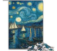 Rompecabezas de 1000 Piezas Cielo Nocturno de Van Gogh para Adultos y Adolescentes Un desafío difícil y antiestrés para la decoración del hogar para Mayores de 14 años 26x38cm