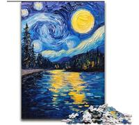 Rompecabezas de 1000 Piezas Cielo Nocturno de Van Gogh para Adultos y Adolescentes Un Juego desafiante y Familiar Que Permite interactuar Entre Padres e Hijos (50x75cm)