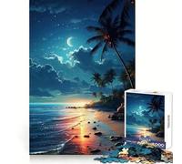 Rompecabezas de 1000 Piezas Cielo Nocturno del océano Azul para Adolescentes, Desarrollo Cerebral, Escape Consciente, Limpieza, unión, Sorpresa Festiva (50x75cm)