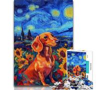 Rompecabezas de 1000 Piezas Cielo Nocturno Perro Salchicha para Adolescentes Juegos educativos decoración del hogar colección de Artistas Bellas Artes 38x26cm