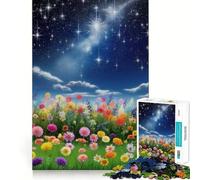 Rompecabezas de 1000 Piezas Cielo Nocturno sobre Campo de Flores para Adolescentes Juguete Que estimula la lógica y Alivia la tensión Borde de Calidad Artículo de Santa Claus (38x26cm)